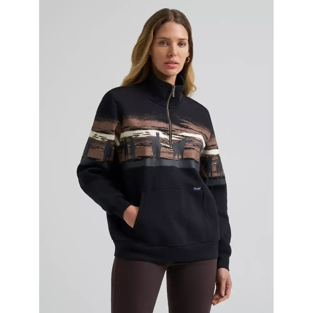 women's wrangler wild west pullover - black