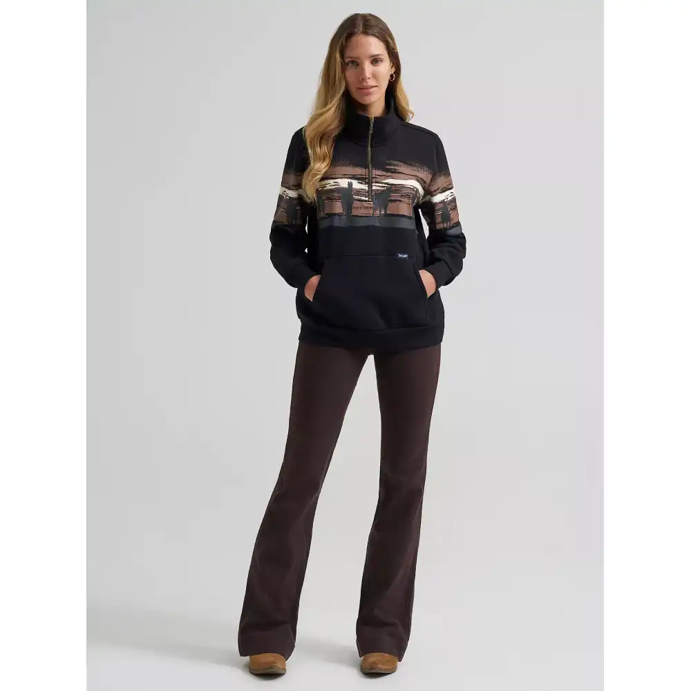 women's wrangler wild west pullover - black