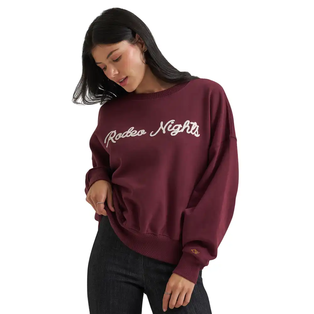 wrangler® x lainey wilson rodeo nights sweatshirt - burgundy