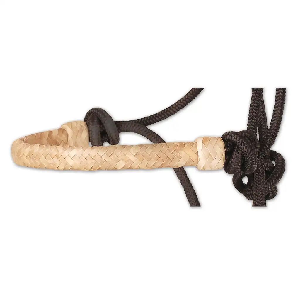braided rawhide rope halter - one size - brown