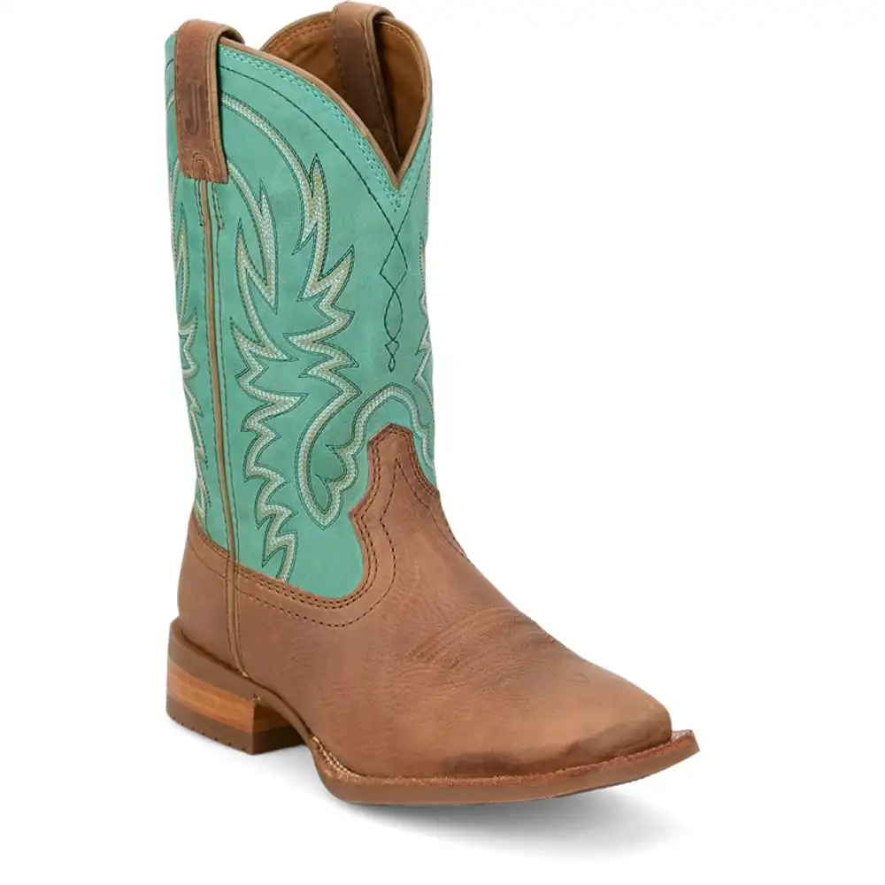 "Ryley" 11" Turquoise Cowhide Rubber Sole Square Toe Boot
