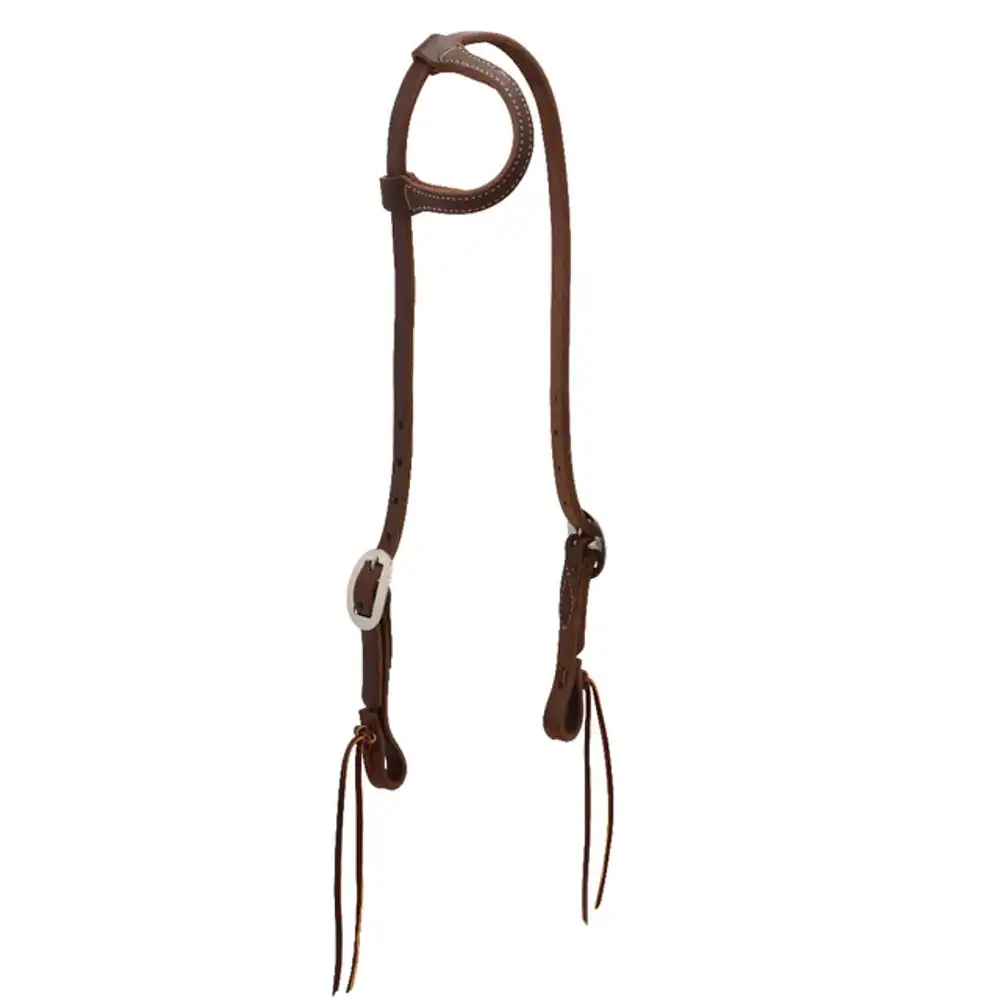 working tack single-ply headstall with pineapple knot ends