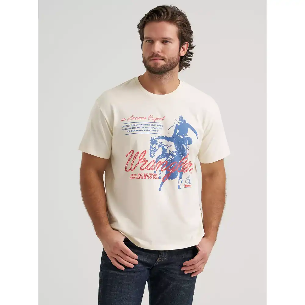 cursive cowboy vintage fit back graphic t-shirt - antique white