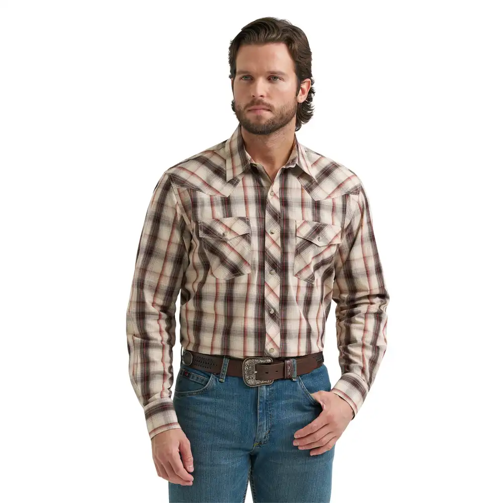 men's 20x® competition advanced comfort long sleeve two pocket western snap shirt - golden brown