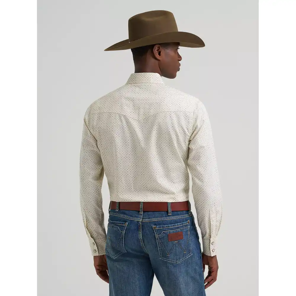 men's wrangler retro® premium long sleeve western snap printed shirt - ecru