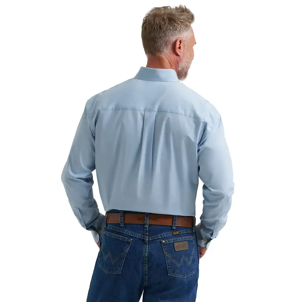 wrangler® george strait™ solid one pocket button down shirt - blue steel