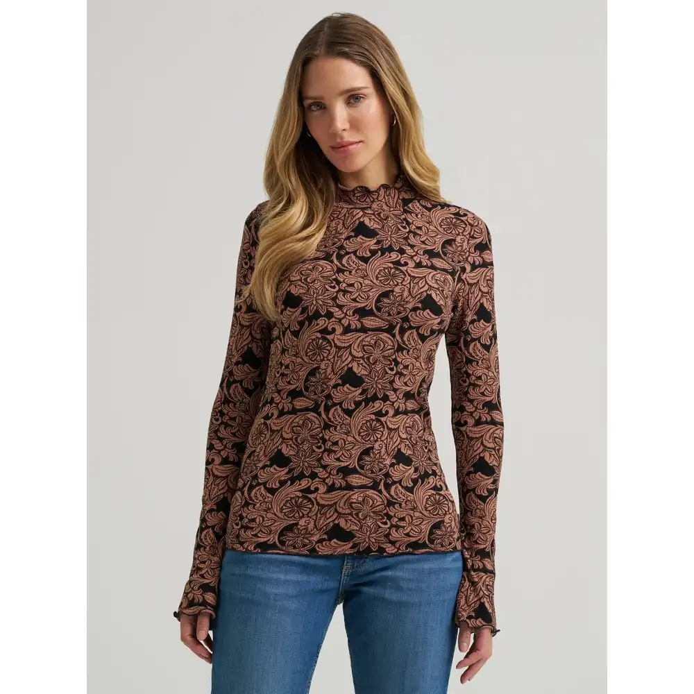 women's mock neck knit blouse - black