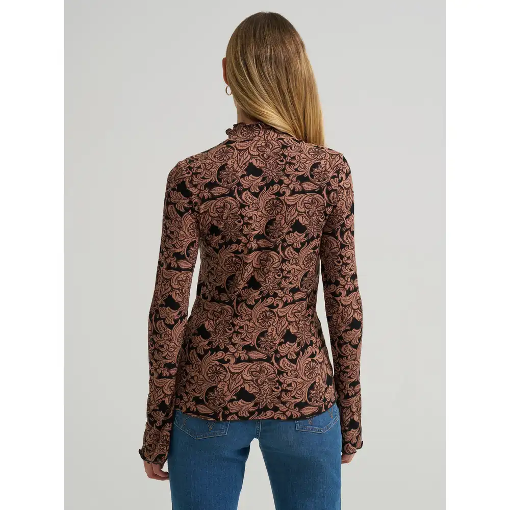 women's mock neck knit blouse - black