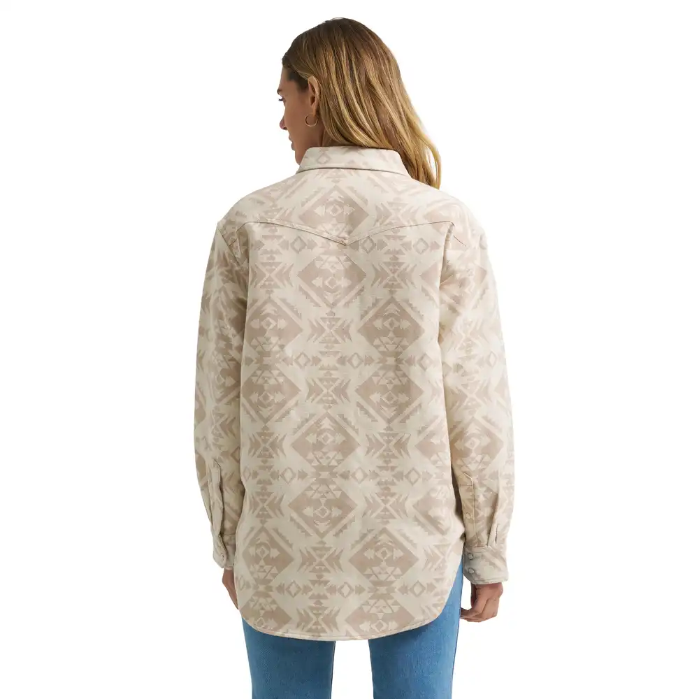women's wrangler boyfriend western snap shirt - cream
