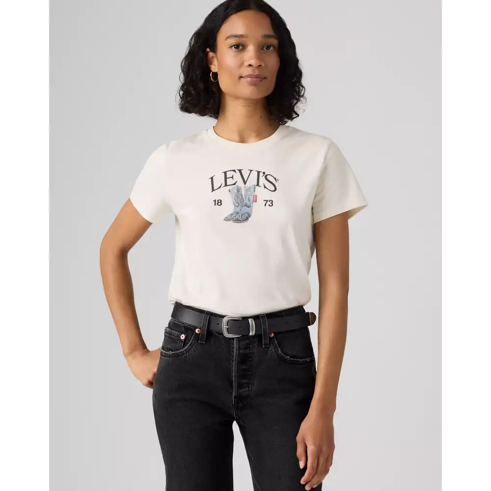 women's perfect t-shirt - levi's denim boots egret - white