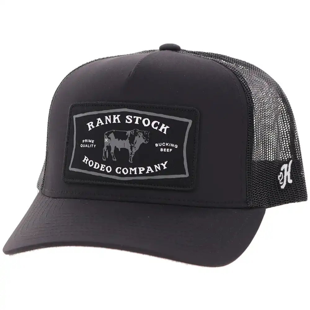 "Rank Stock" Youth 5-Panel Trucker Cap - Black