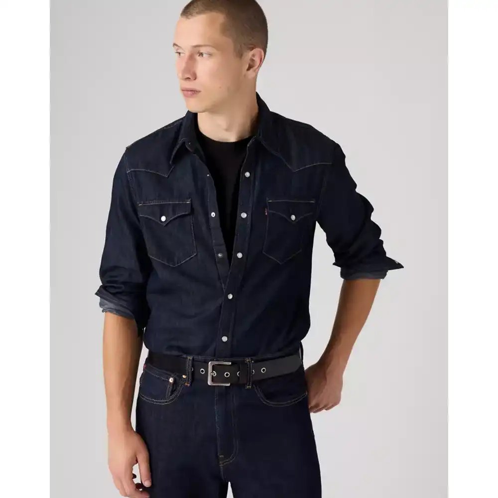 classic standard western denim shirt - red cast rinse
