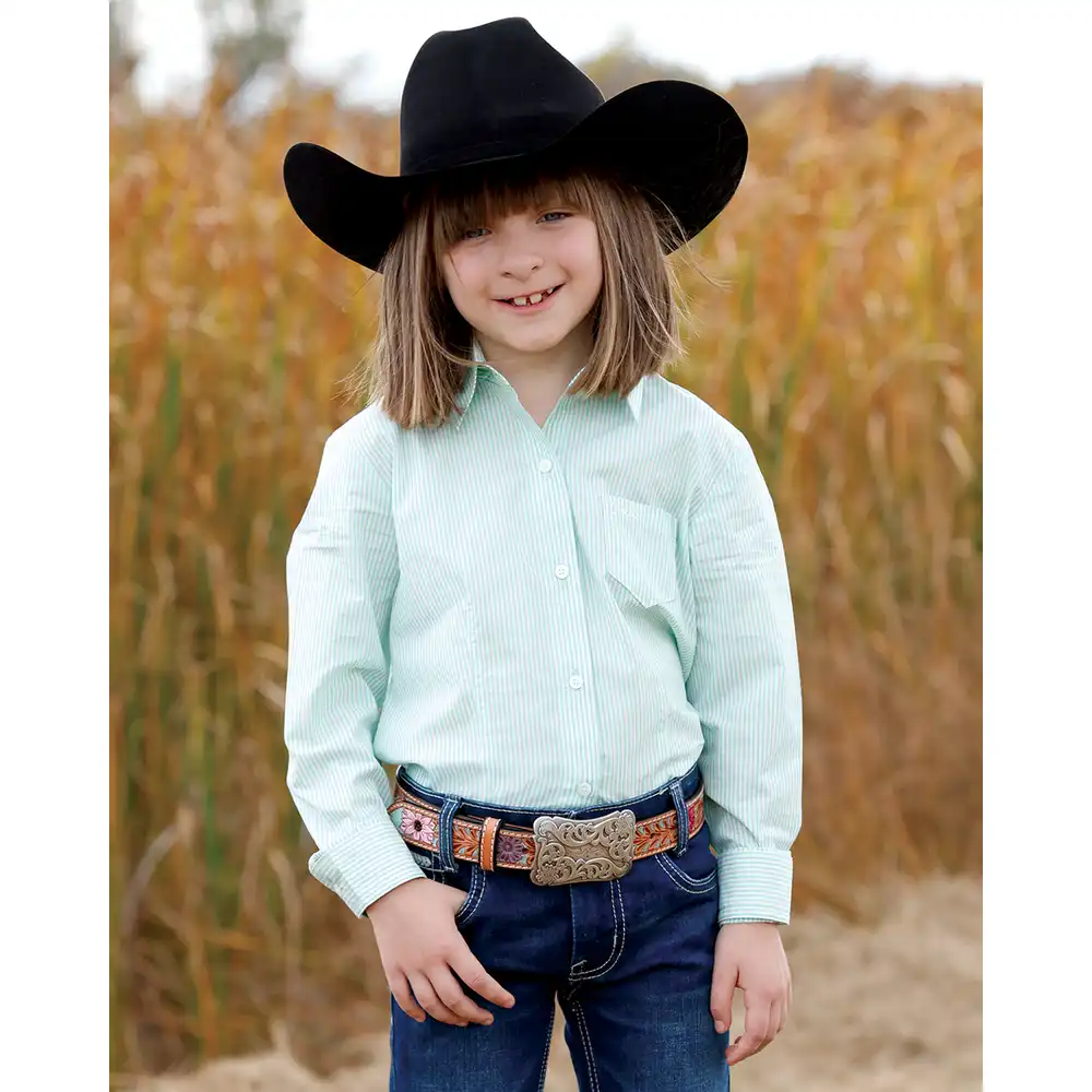 girl's long sleeve shirt - turquoise