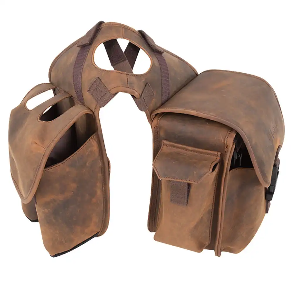 rear saddle bag - distressed leather - medium