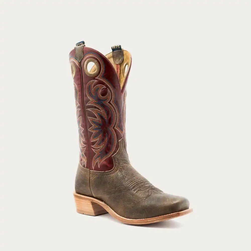 riley western boot - tan & red
