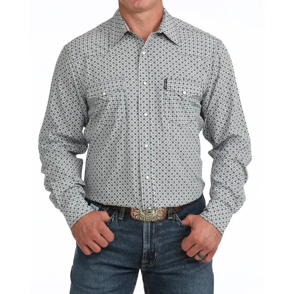 men's modern long sleeve shirt - white