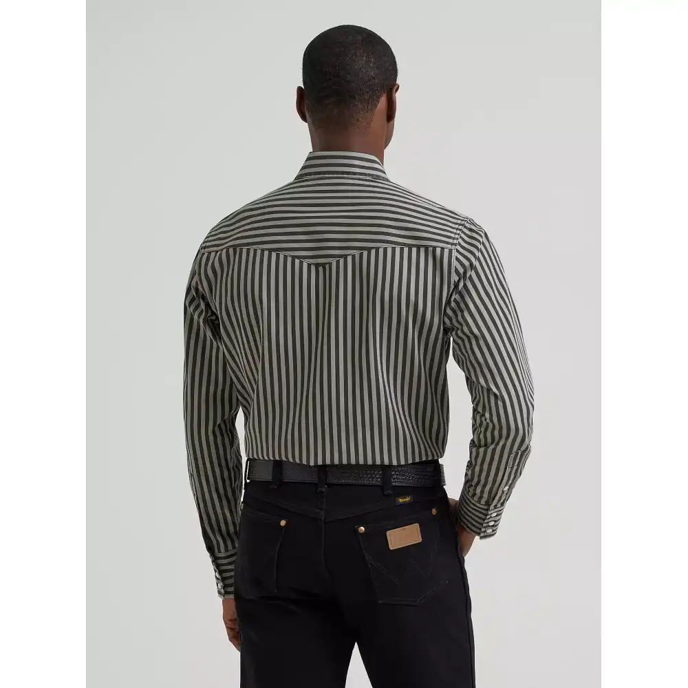 vintage-inspired brushpopper western snap workshirt - black and grey