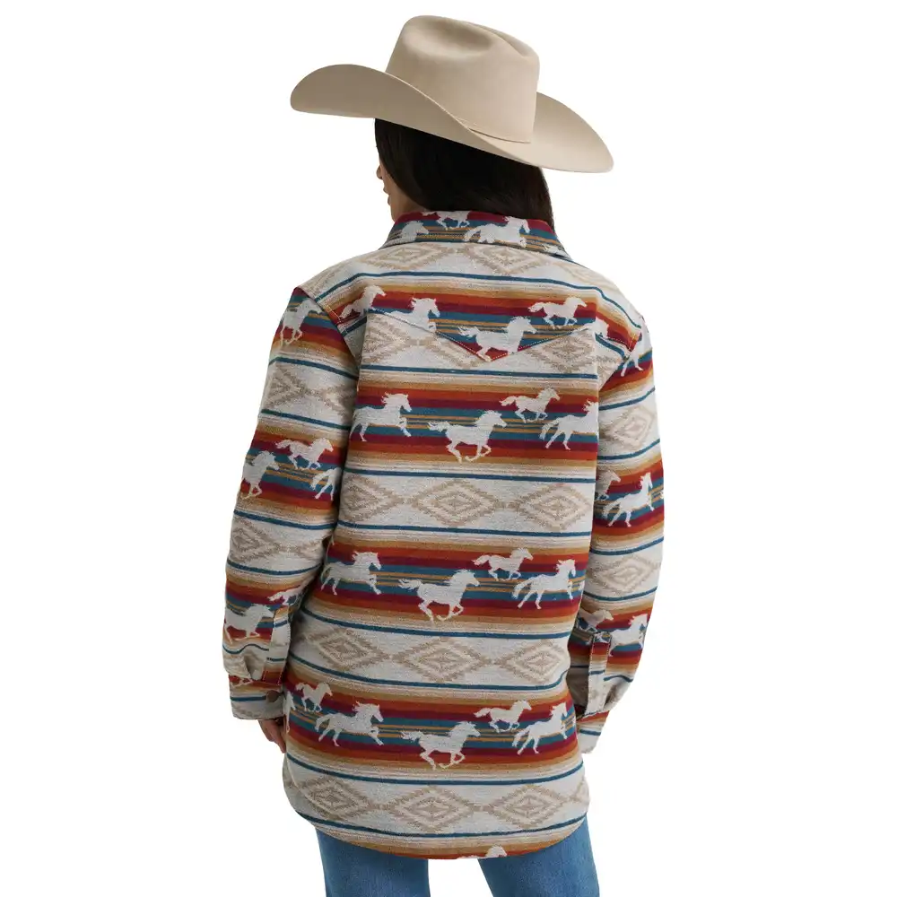 women's wrangler run the ranch jacquard shacket - tan horse