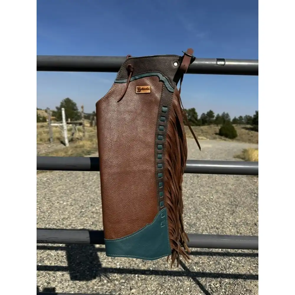 youth shotgun chaps - tobacco &teal