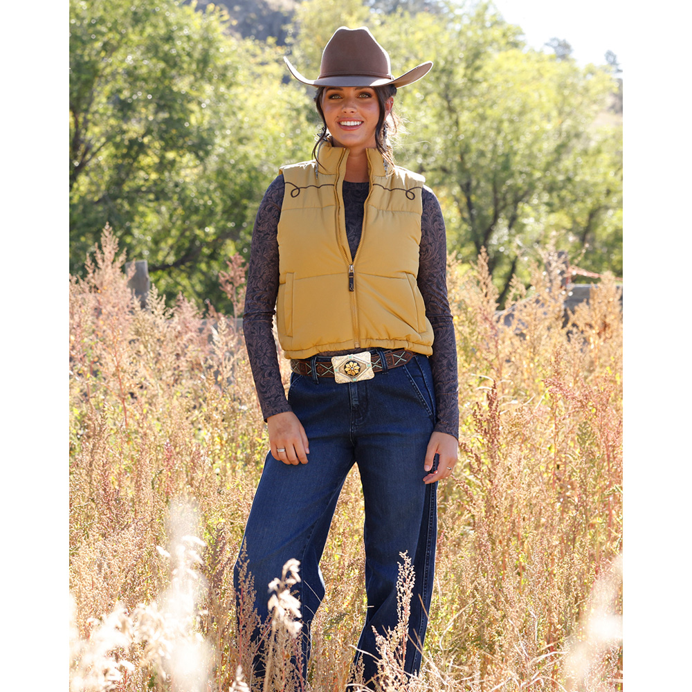 Ladies Gold Puffer Vest