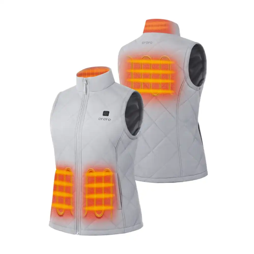 Women's Heated Quilted Vest - Light Gray