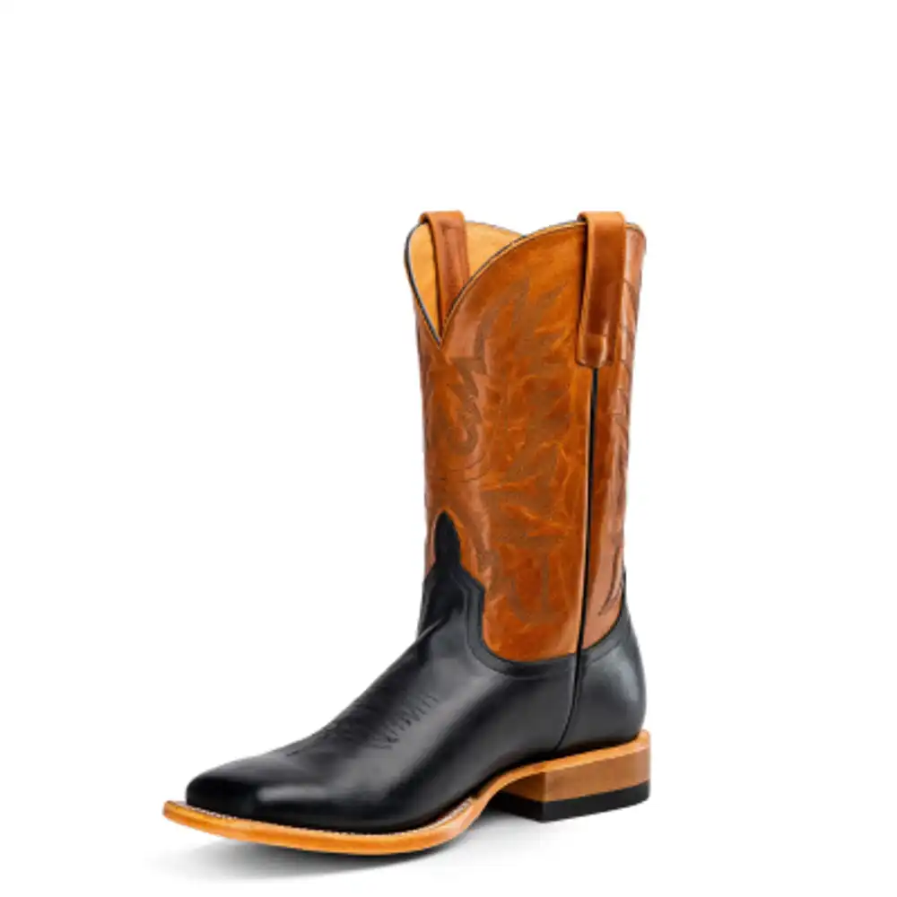 hp2502 men's western boots - black & canuto cinnamon