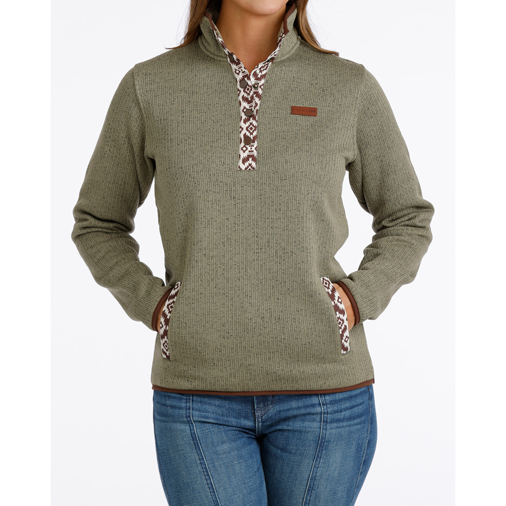 Women's Olive Fleece Pullover