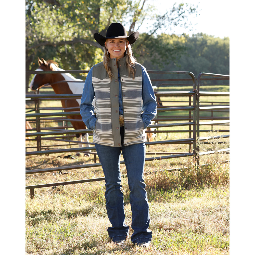 Women's Olive Twill Vest