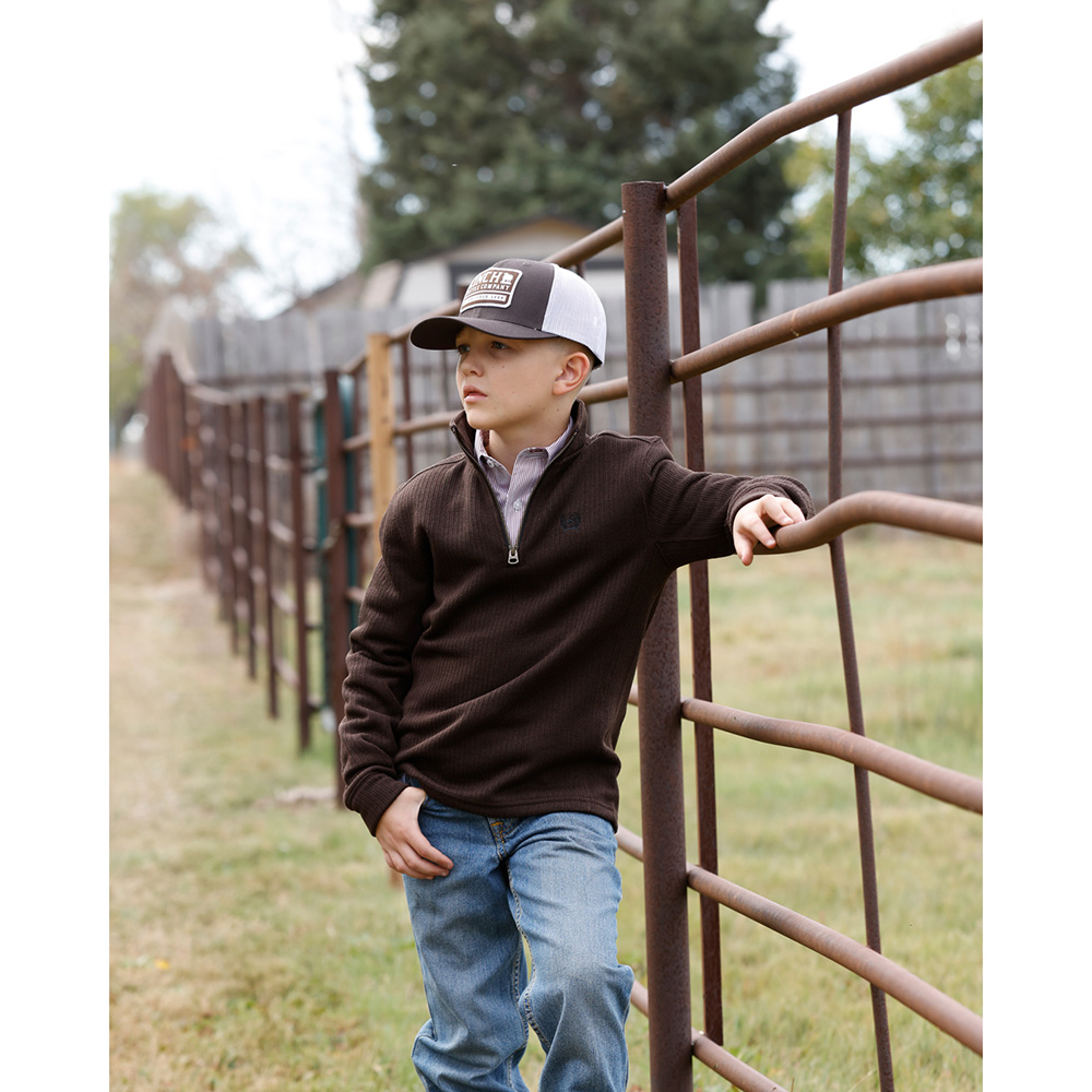 Youth 1/4 Zip Brown Pullover