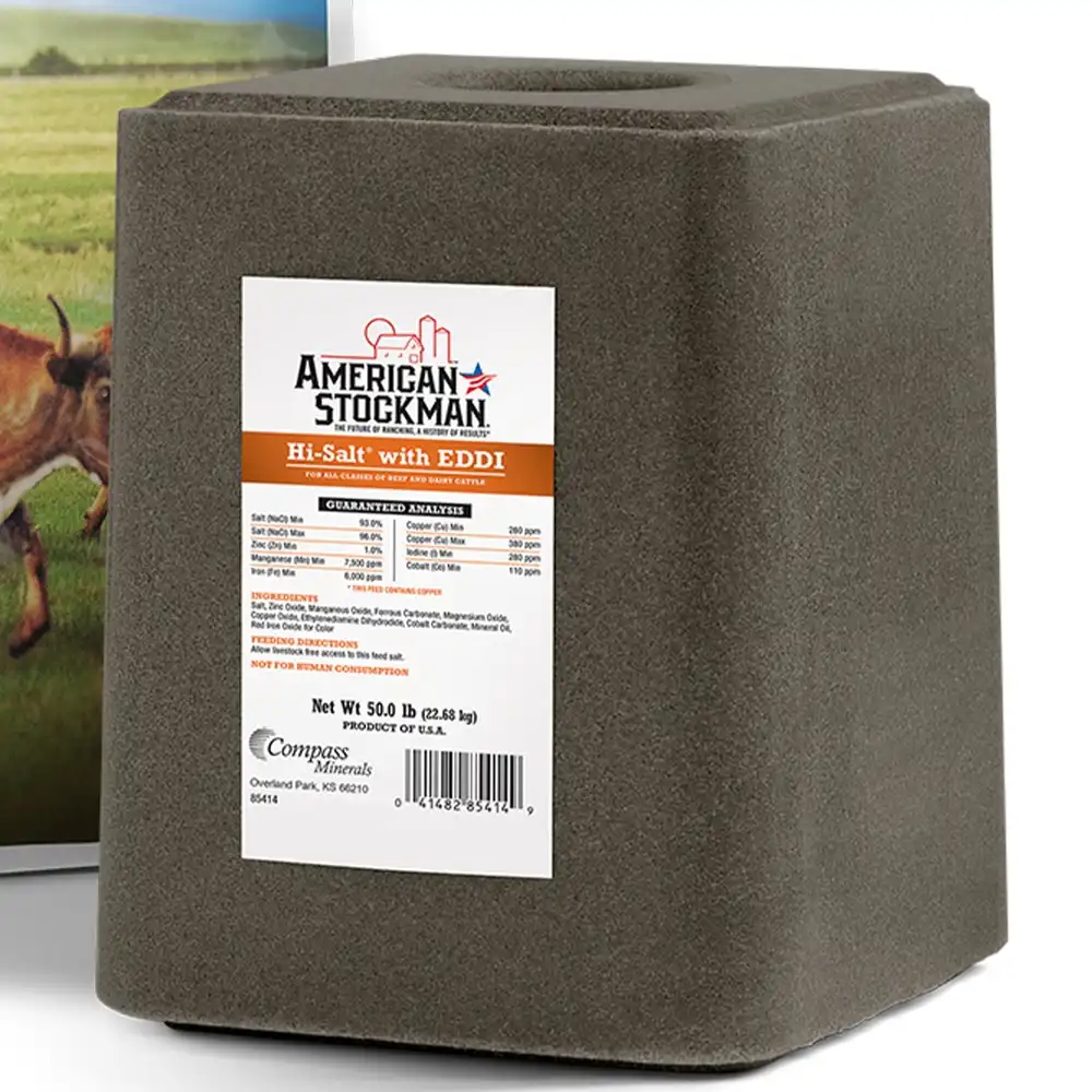 american stockman® hi-salt® with eddi - 50lb block