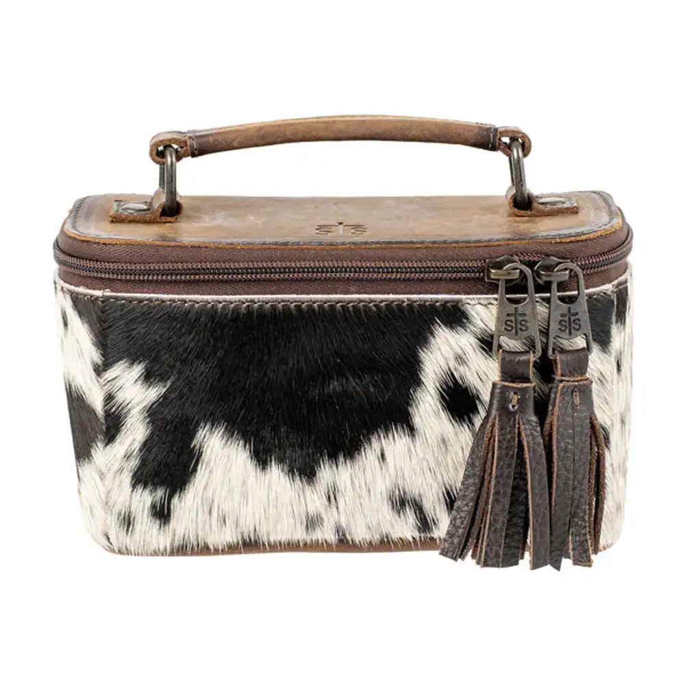 cowhide petite train case