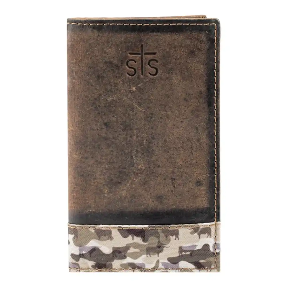 bull camo long bifold wallet