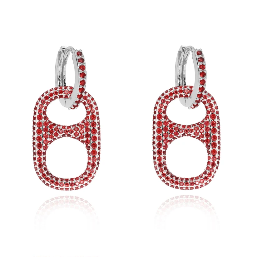 Hillbetty Poptab Earrings - Silver / Red