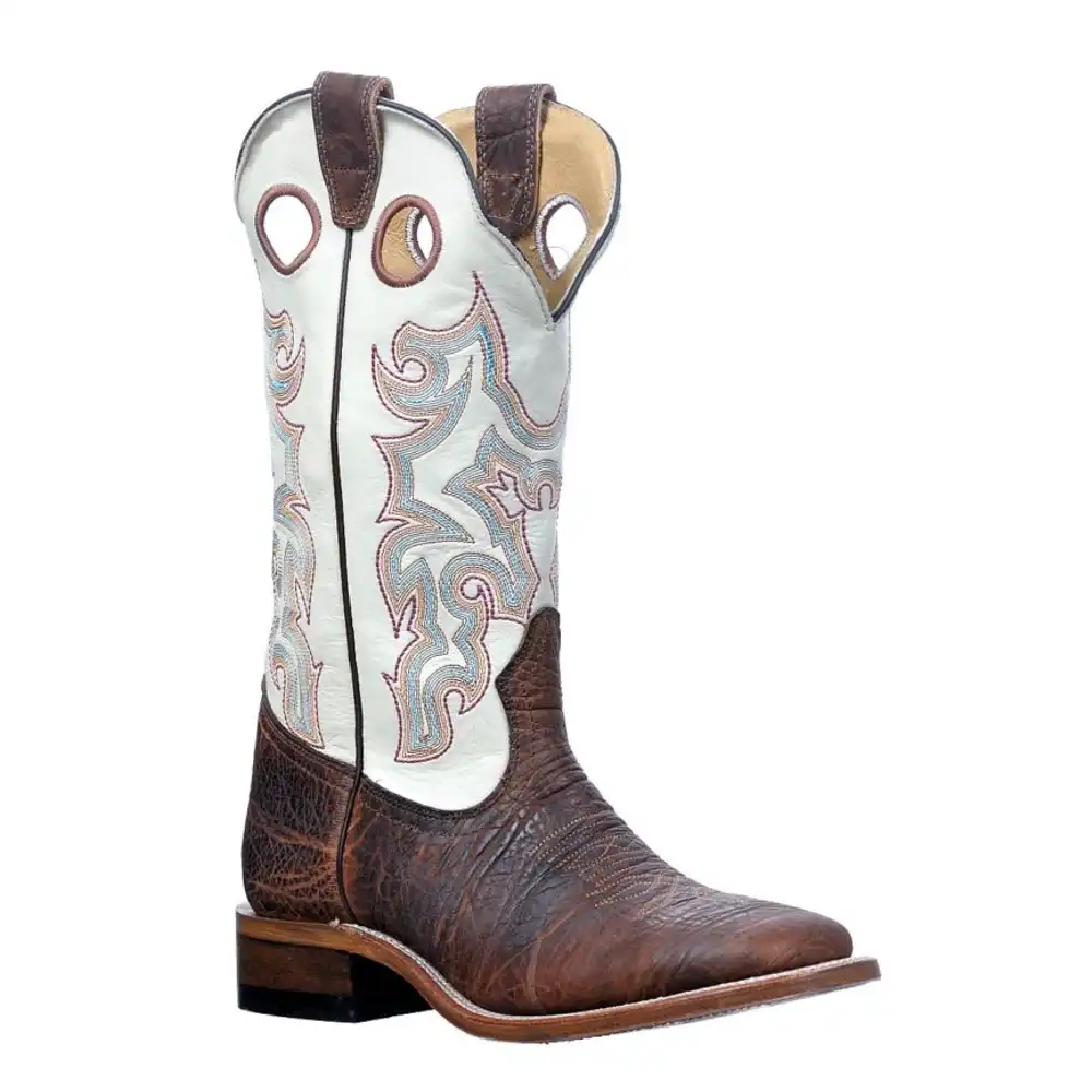 LADIES SQUARE TOE, BOMBER BONE, LEATHER SOLE COWBOY BOOTS