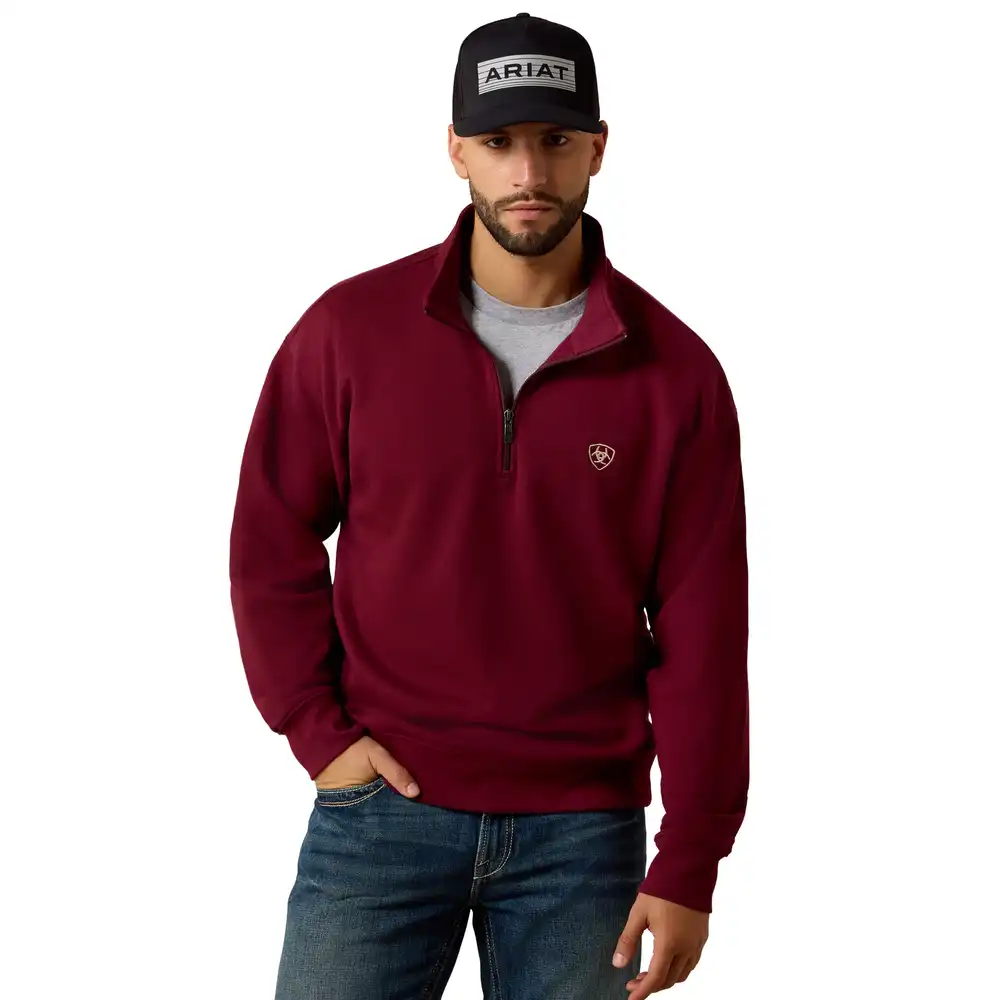 holiday 1/4 zip sweatshirt - zinfandel