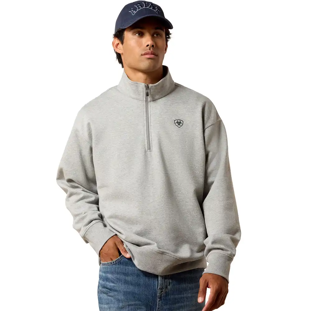 holiday 1/4 zip sweatshirt - heather grey