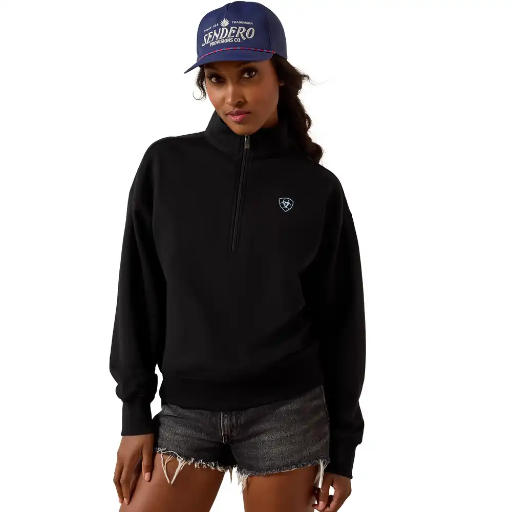 holiday 1/2 zip sweatshirt - black