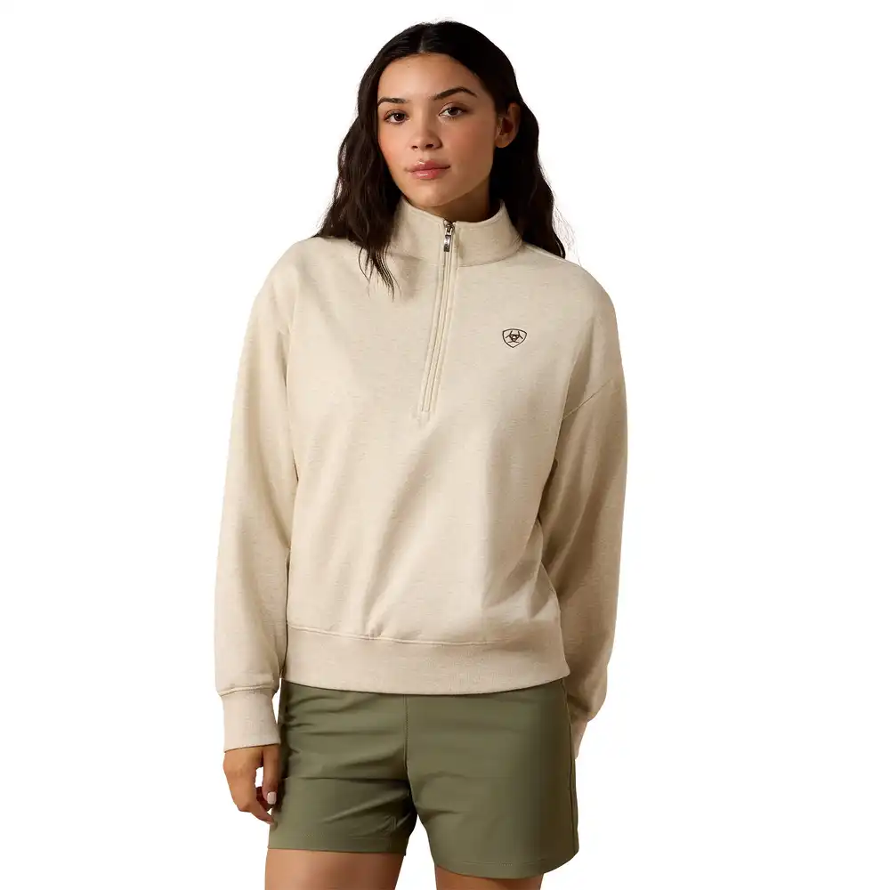 holiday 1/2 zip sweatshirt - oatmeal