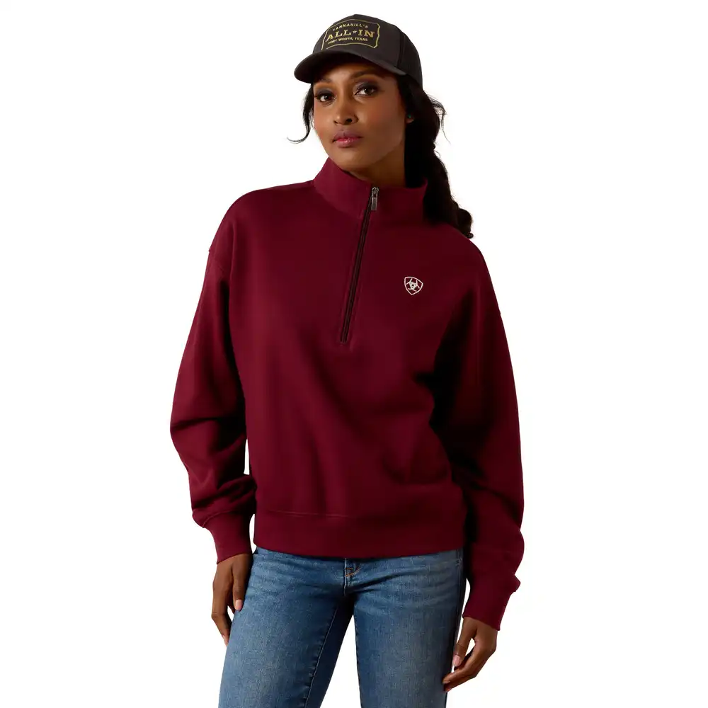 holiday 1/2 zip sweatshirt - zinfandel