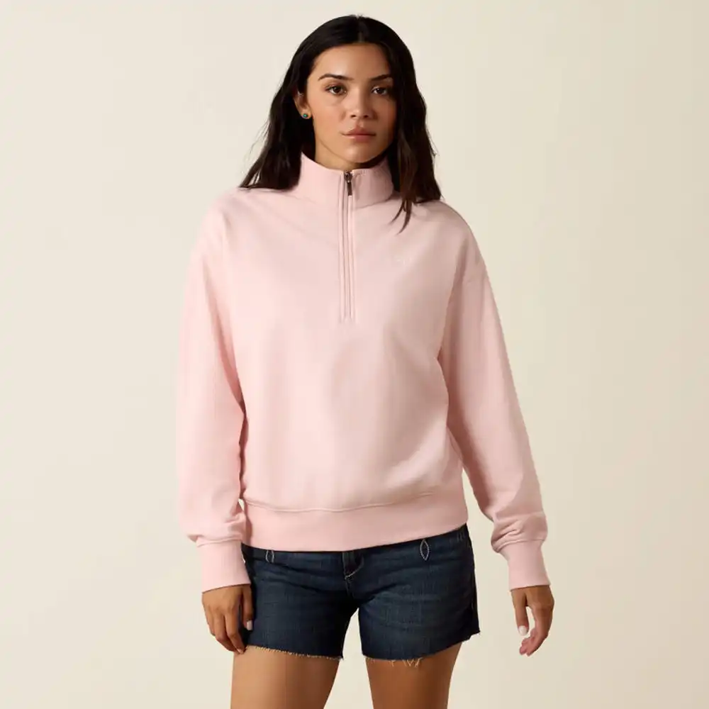 holiday 1/2 zip sweatshirt - pinkesque