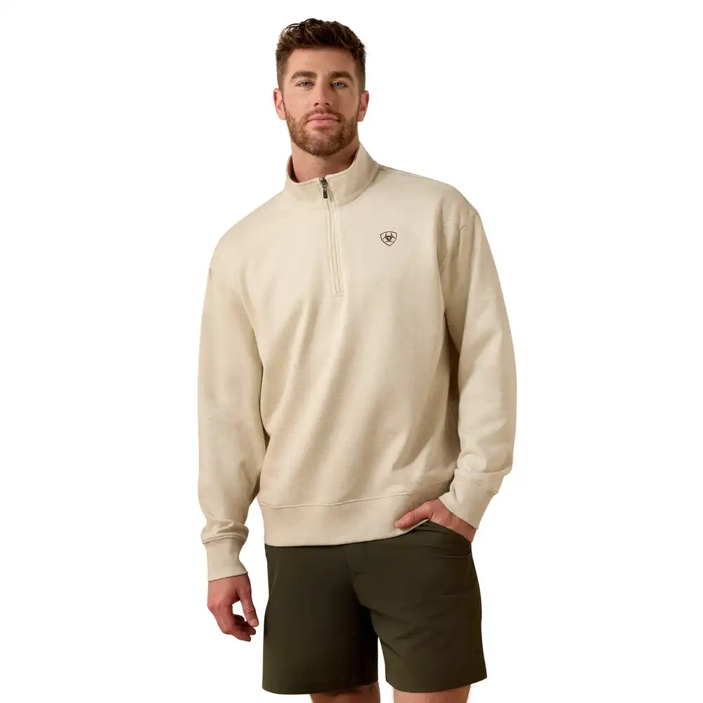 holiday 1/4 zip sweatshirt - oatmeal heather