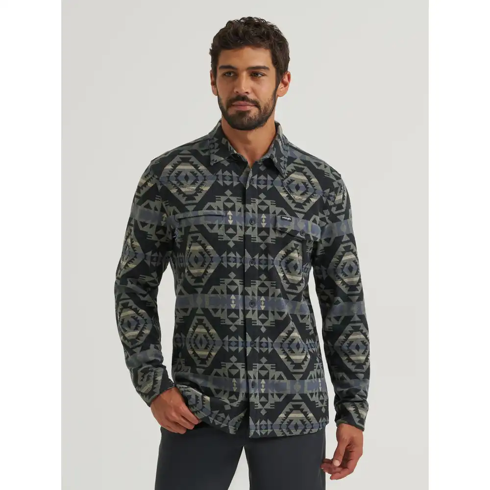 wrangler all terrain gear men's blanket shirt jacket - black