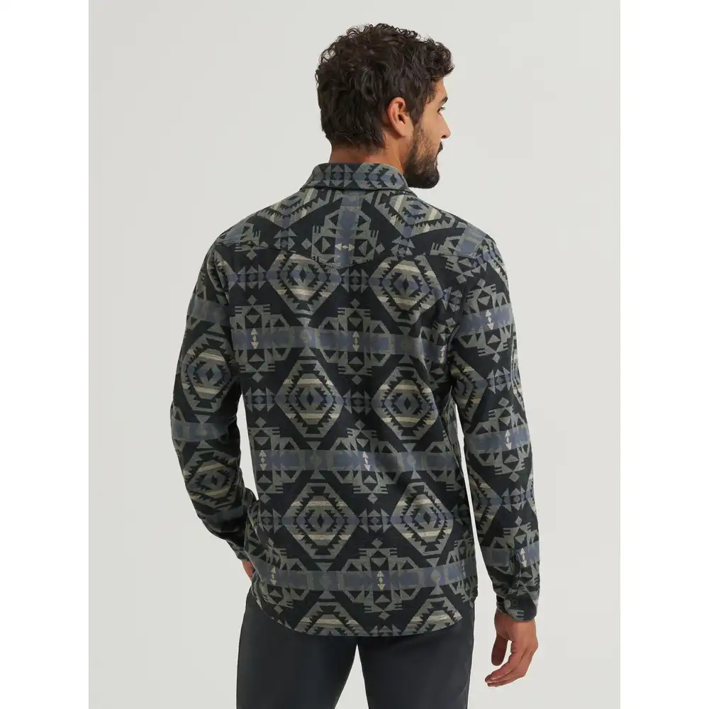wrangler all terrain gear men's blanket shirt jacket - black