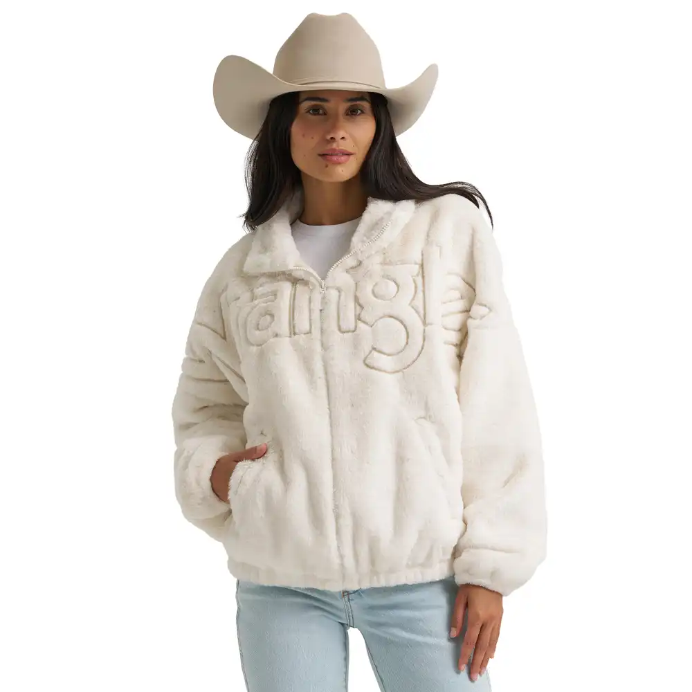 women's wrangler open range faux fur jacket - white