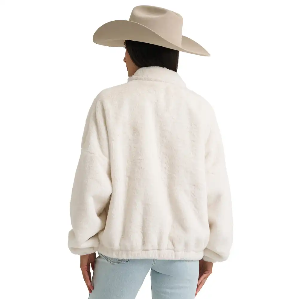 women's wrangler open range faux fur jacket - white