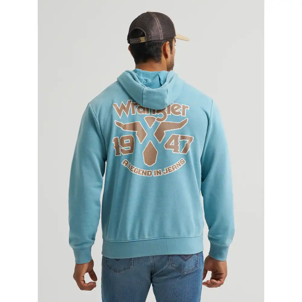 men's wrangler legends back graphic pullover hoodie - adriatic blue
