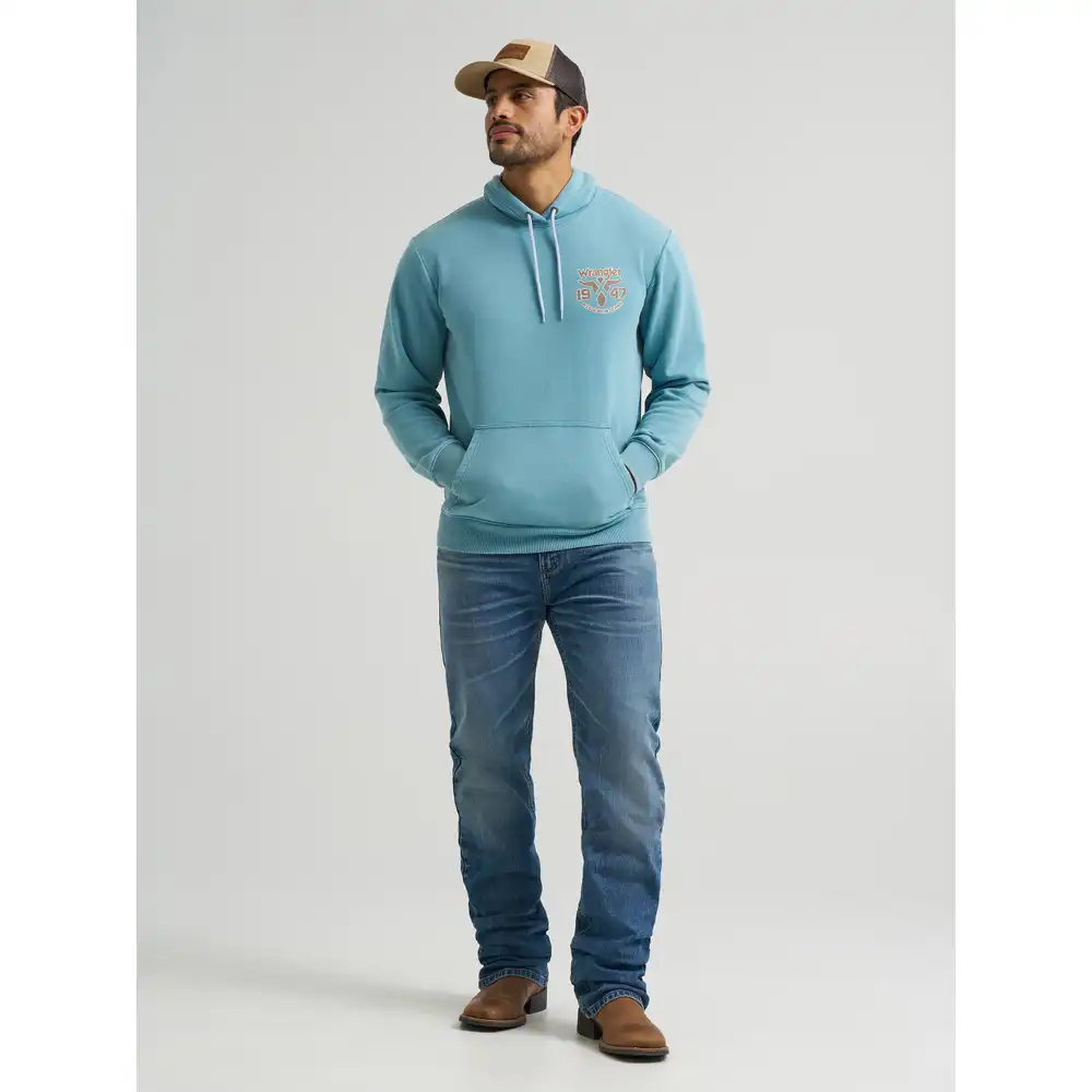 men's wrangler legends back graphic pullover hoodie - adriatic blue