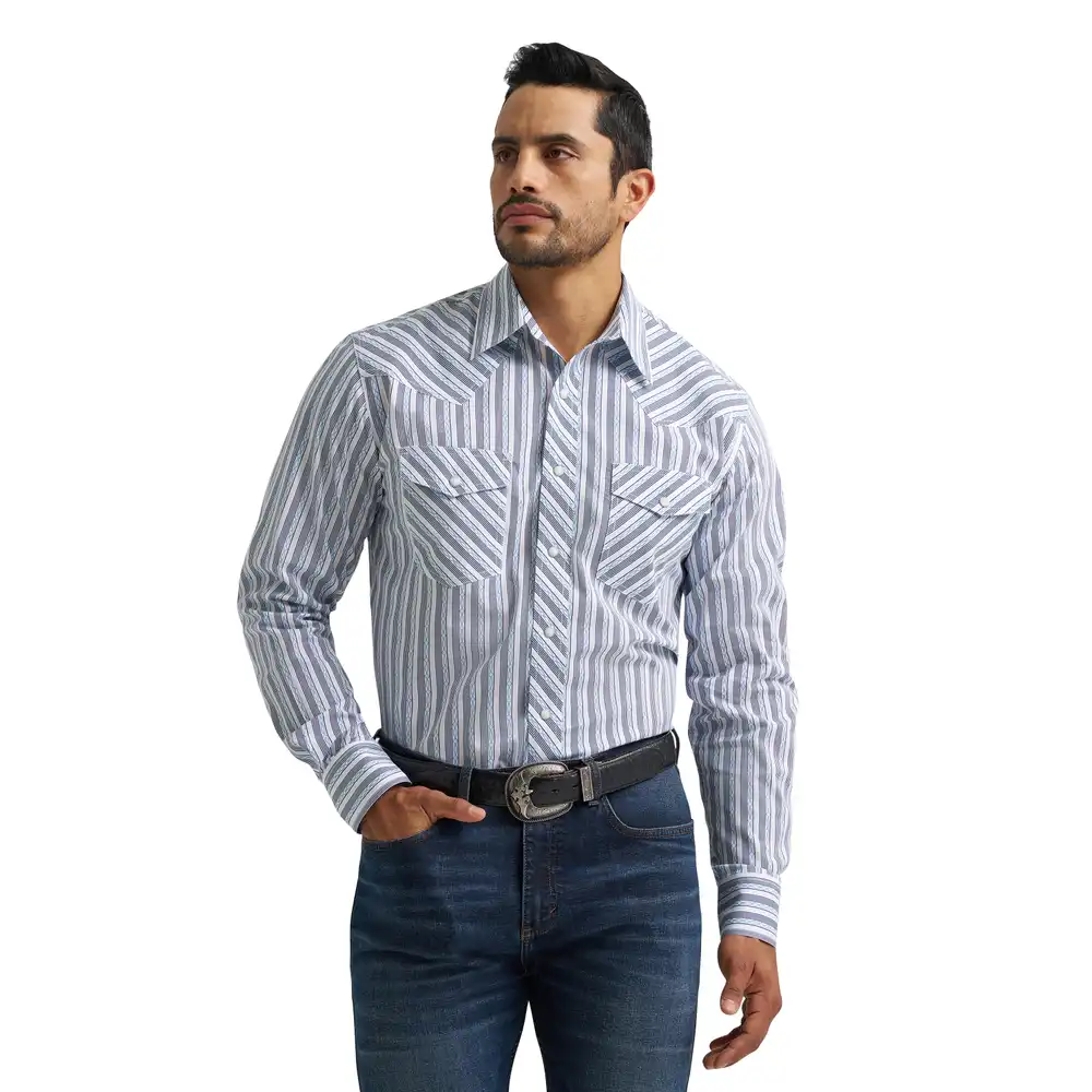 men's 20x® competition advanced comfort long sleeve two pocket western snap shirt - curly stripes