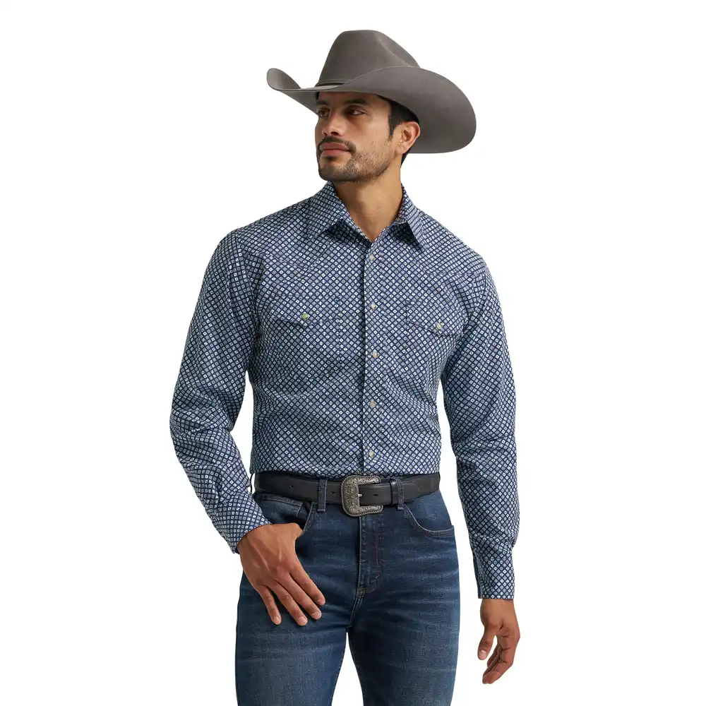 men's 20x® competition advanced comfort long sleeve two pocket western snap shirt - concentric square