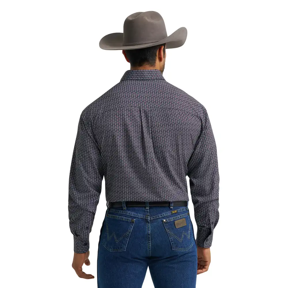 wrangler® george strait™ performance button down shirt - black paisley